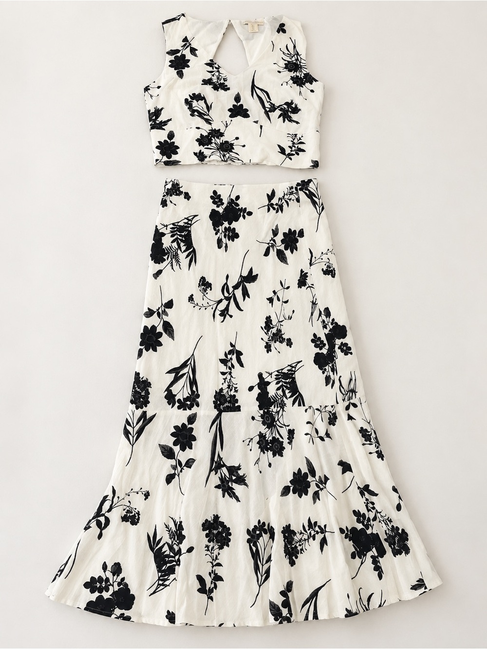 Cynthia Rowley Black & White Floral Maxi Skirt with matching top.
